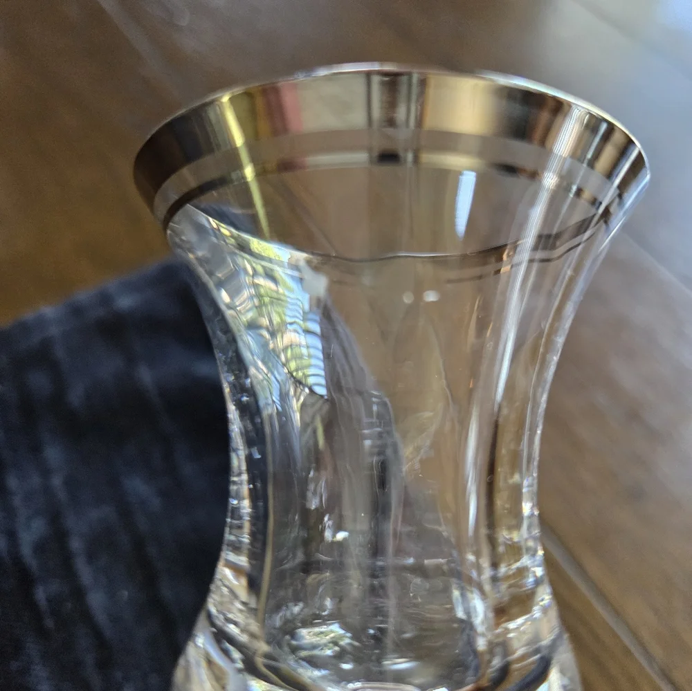 Pair Of Vintage Mikasa Silver Rimmed Taper Candle Holders